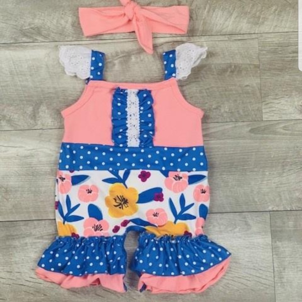 Coral Floral Infant Outfit